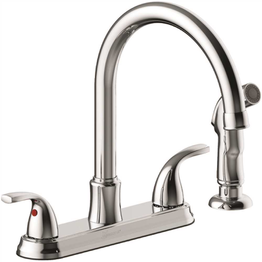 Xiamen Lota International Co., Ltd. 67237W-1001 Raleigh Double-Handle Gooseneck Kitchen Faucet with Side Sprayer in Chrome