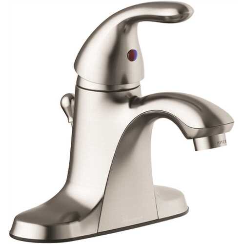Anchor Point 4 in. Centerset Single-Handle Bathroom Faucet in Brushed Nickel with Quick Install Pop-Up