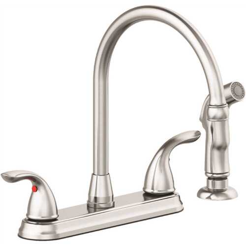 Westlake Double-Handle Kitchen Faucet with Side Spray in Stainless Steel
