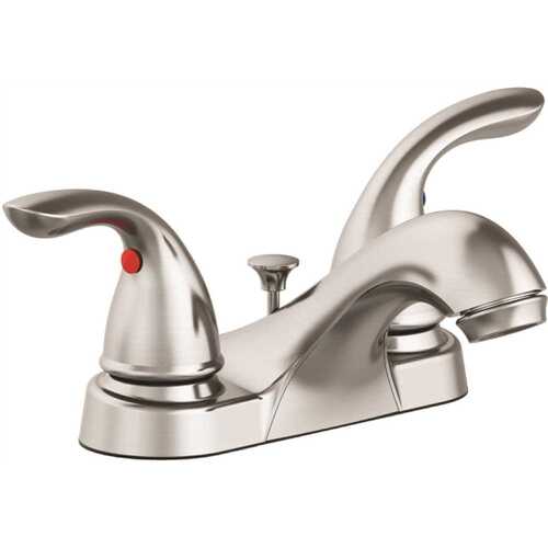 Westlake 4 in. Centerset Double-Handle Bathroom Faucet with Brass Pop-Up in Brushed Nickel