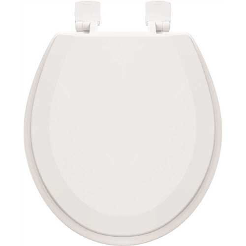 Beveled Edge Round Wood Closed Front Toilet Seat in. White