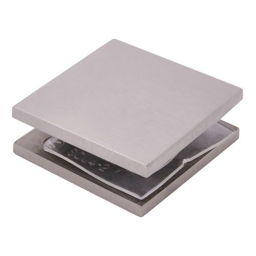 Brushed Nickel Square Style Hole-in-Glass Fixed Panel U-Clamp