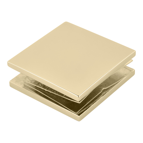 Polished Brass Square Style Hole-in-Glass Fixed Panel U-Clamp