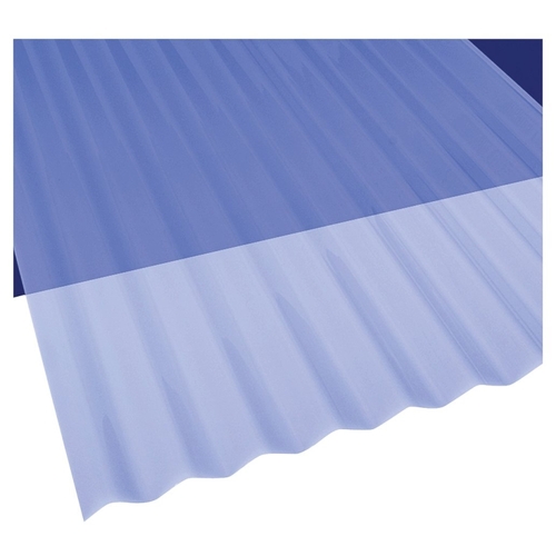 SUN 'N RAIN 106631-XCP10 Corrugated Roofing Panel, 8 ft L, 26 in W, PVC, Clear Blue - pack of 10