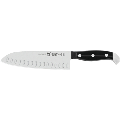 Statement Series Santoku Knife, 7 in L Blade, Stainless Steel Blade, Black Handle