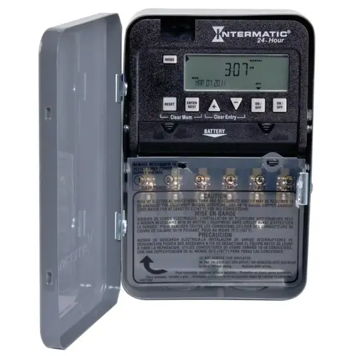 Intermatic ET1125C ET1100 Electronic Timer, 30 A, 120/277 V, 500 W, 24 hr Time Setting, 28 Cycle, Gray