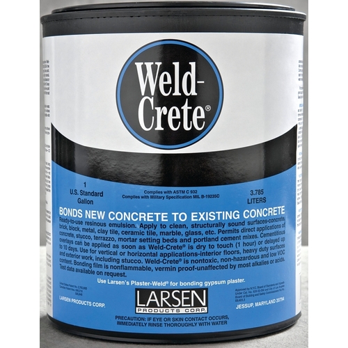Weld-Crete Bonding Agent, Liquid, Low to Slight Acetic, Blue, 1 gal Pail - pack of 4