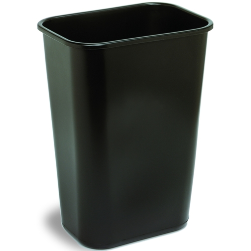 Waste Basket, 41.125 qt Capacity, Plastic, Black, 19-7/8 in H