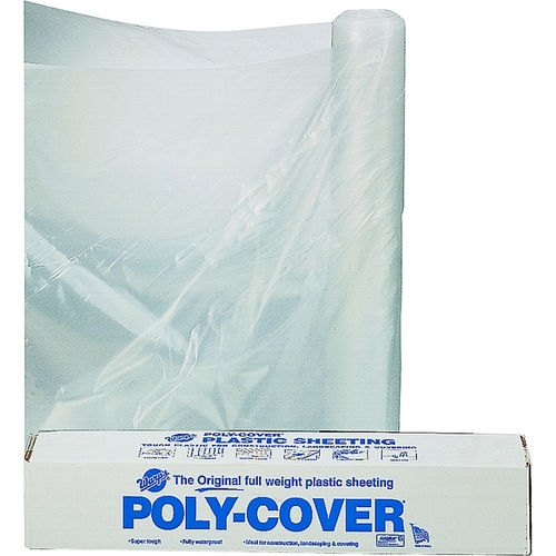 Poly-Cover 4X10-C Masking Sheet, 100 ft L, 10 ft W, Plastic Backing, Clear
