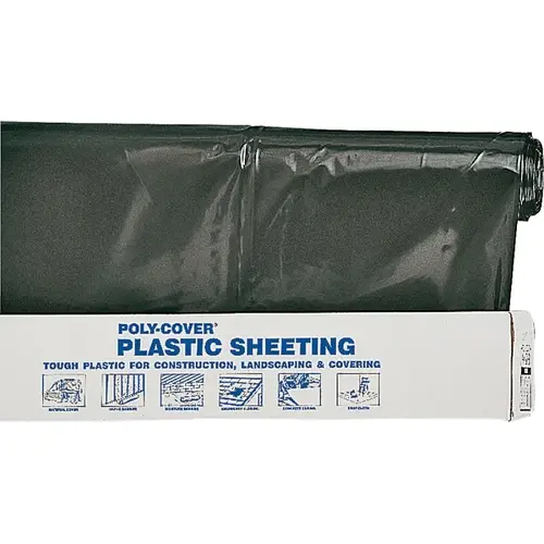 Poly Film, 100 ft L, 10 ft W, Black