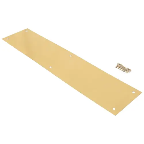 Push Plate, Aluminum, Brass, 15 in L, 3-1/2 in W, 0.8 mm Thick