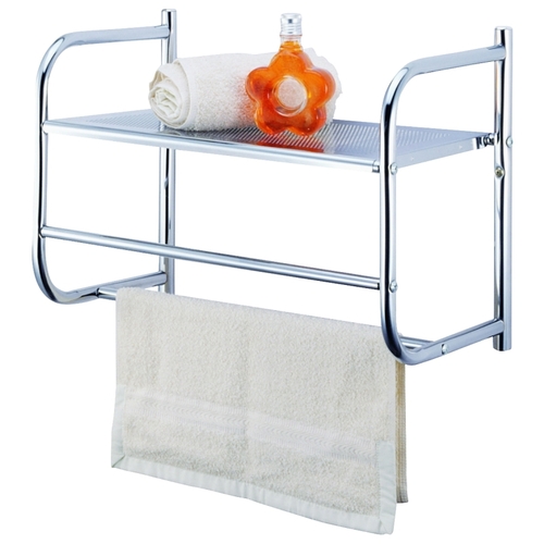 Bathroom Rack, 11 lb Each shelf, 6.6 lb Each Towel Rack Max Weight Capacity, 1-Shelf, Metal Silver