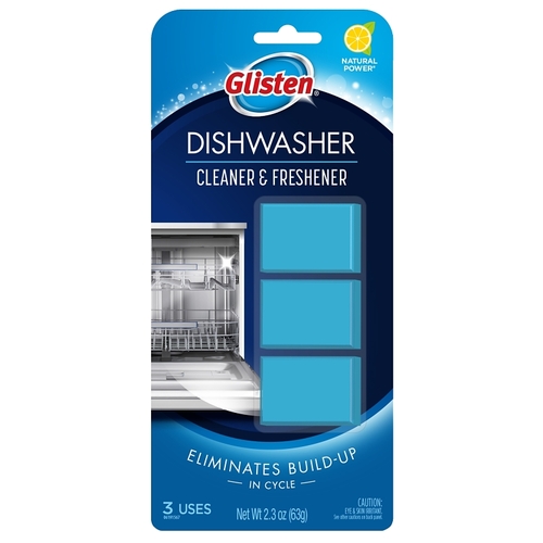 Glisten DT0312T Dishwasher Cleaner and Freshener, 3, Solid, Lemon, Blue - pack of 3