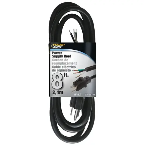 PowerZone OR010608 Power Cord, 8 ft L, 13 A, 125 V, Black