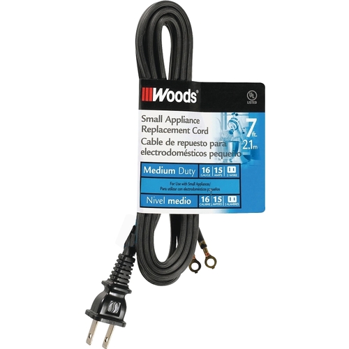 CCI 0288 Replacement Extension Cord, 7 ft L, 15 A, 125 V, Black