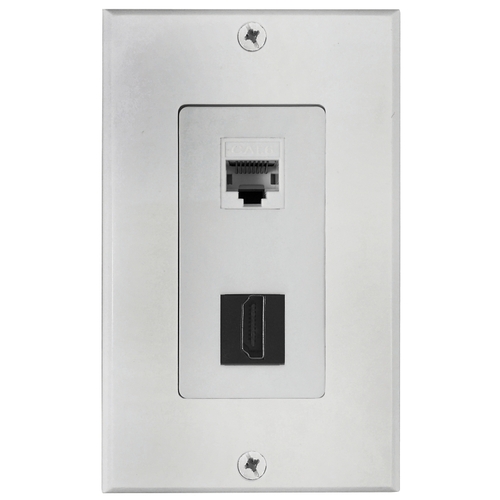 HDMI and Ethernet Wallplate, 7-1/2 in L, 3-3/4 in W, 1 -Gang, Plastic, White, Flush Mounting