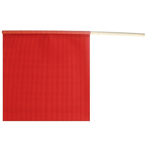 Safety Flag with Wooden Dowel Rod, 18 in L, 18 in W, Fluorescent Red, PVC