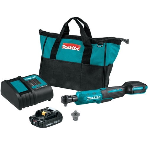 Makita XRW01SR1 LXT Ratchet Kit, Battery Included, 18 V, 2 Ah, 3/8, 1/4 in Drive, Square Drive, 0 to 800 rpm Speed