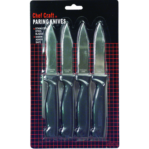 Paring Knife Set, Stainless Steel Blade, White Handle