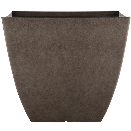 Newland Planter, 16 in W, 16 in D, Square, Plastic/Resin, Gray, Stone Aesthetic