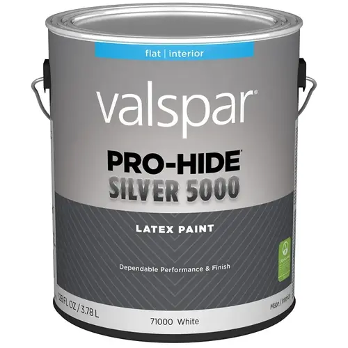 Pro-Hide Silver 5000 Latex Flat Interior Wall Paint, White Base, 1 Gal.