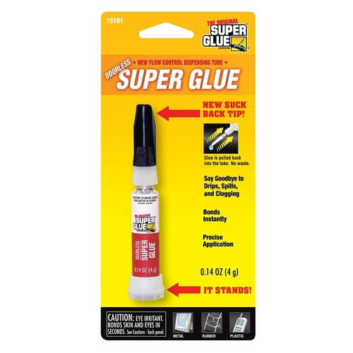 Super Glue, Liquid, Characteristic, Clear/Transparent, 4 g Tube