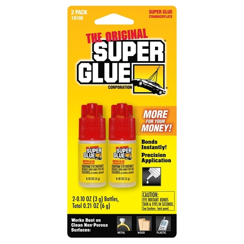SUPER GLUE CORP/PACER TECH 11710237 19108 Quick-Setting Adhesive, Liquid, Clear, 3 g - pack of 2