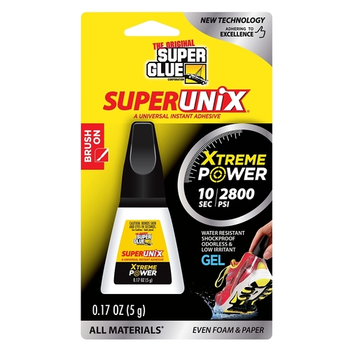 SUPER GLUE CORP/PACER TECH 11710527 Superunix Universal Instant Adhesive, Liquid, Characteristic, Clear/Transparent, 5 g Tube
