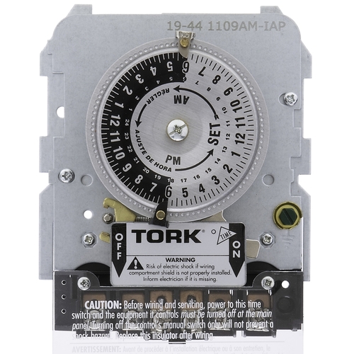 Tork 1109AM-IAP 1109A Series Analog Timer, 40 A, 120/208/277 VAC, 24 hr Cycle, Gray/Silver