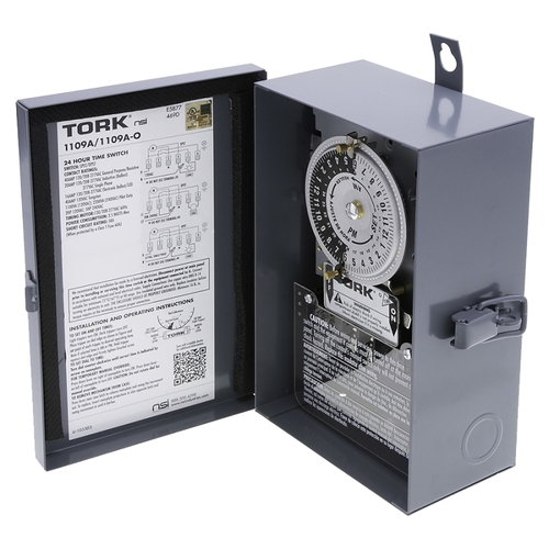 Tork 1109A-O 1109A Series Lighting Timer, 40 A, 120/208/277 VAC, 3 W, 20 to 75 min Time Setting, 24 hr Cycle, Gray