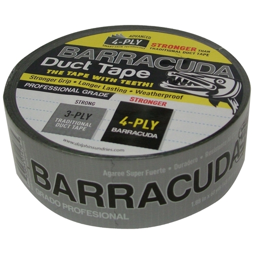 Barracuda TP DUCT BARA BLK Duct Tape, 60 yd L, 1.88 in W, Black/Silver