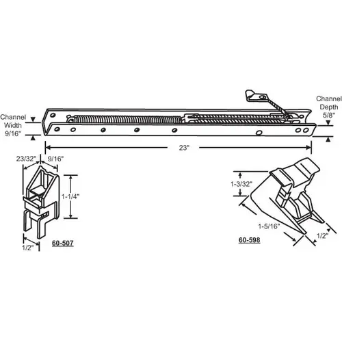 23in Window Channel Balance With 60-507 And 60-598 Attd