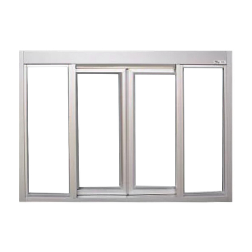 53-1/2" x 37-3/4" 131 Bi-Parting Pass-Thru Window Manual Open / Self Close Clear Anodized Aluminum