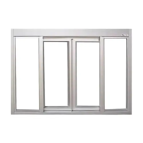 53-1/2" x 43-3/4" 131 Bi-Parting Pass-Thru Window Manual Open / Self Close Clear Anodized Aluminum