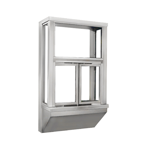 Bump Out 2 Narrow Profile Bi-Parting Drive Thru Window Semi Automatic Clear Anodized Aluminum