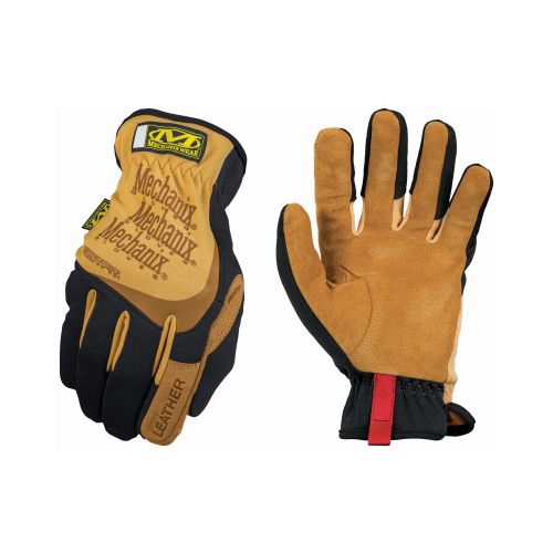 DuraHide Mechanic Gloves, L, Keystone Thumb, Open Cuff, Leather, Tan