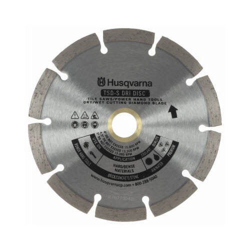 Husqvarna 542761409 Segmented Rim Diamond Saw Blade Tacti-Cut Dri Disc 4-1/2" D X 7/8" S