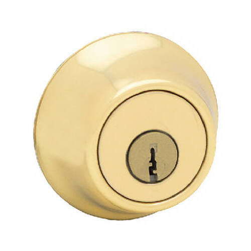 Deadbolt, Polished Brass, 2-3/8 to 2-3/4 in Backset, K3 Keyway