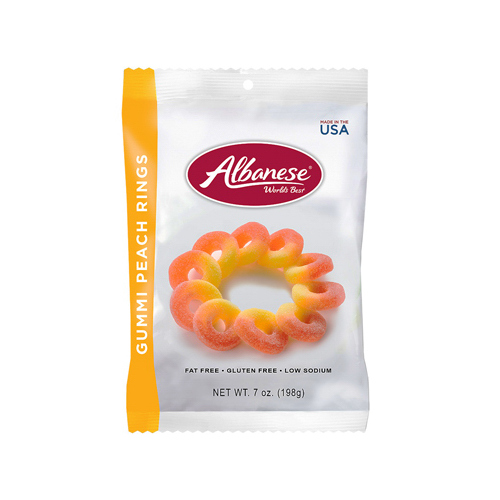 Albanese 53349-XCP12 Gummi Candy Rings Peach 7 oz - pack of 12