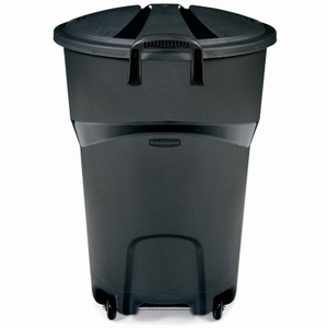 Rubbermaid 32 Gal. Black Wheeled Trash Can with Lid