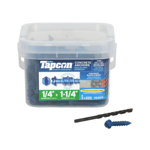 Buildex Tapcon 24515 Screw Anchor, Hex Drive, Steel, Climaseal pack