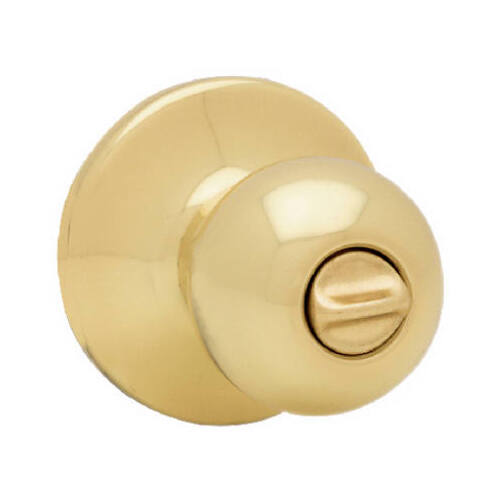 300P 3 6AL RCS Door Knob, 1-7/8 in Dia Knob, Zinc, Polished Brass Gold