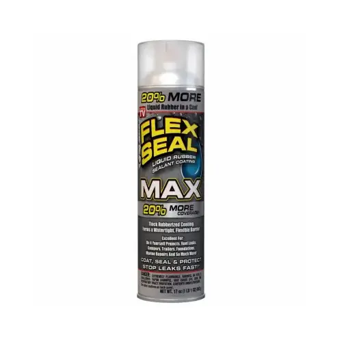 Flex Seal FSMAXCLR24 Liquid Rubber Coating, Clear, 17 oz, Can