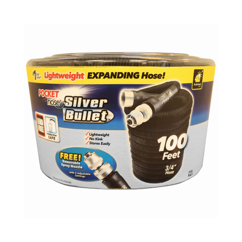 Lightweight Garden Hose Silver Bullet 3/4" D X 100 ft. L Expandable Black