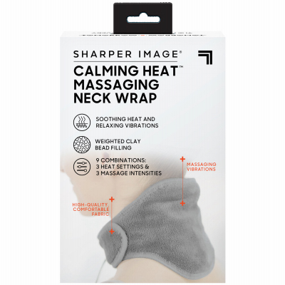 Sharper Image CWT18004 Neck Wrap Calming Heat Massaging Polyester Gray