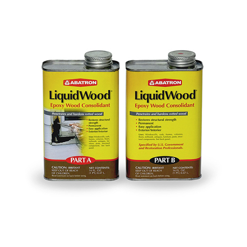 Abatron LW2PKR LiquidWood Wood Filler, Liquid, Faint, Slightly Aromatic Part A, Irritating Ammonia Part B, Clear, 2 pt