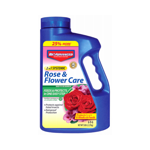 BioAdvanced 708110A Systemic Rose and Flower Care, 5 lb Bottle, Granular, 6-9-6 N-P-K Ratio