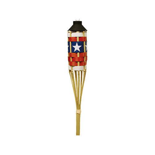 Tiki 1113046-XCP18 Garden Torch FlameKeeper Red/White/Blue Bamboo 57" Red/White/Blue - pack of 18