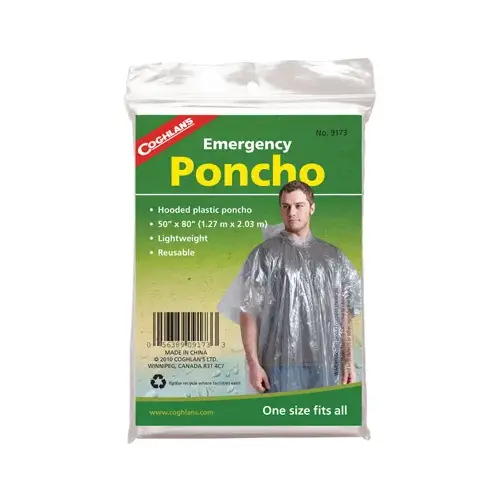 50 In. x 80 In. Emergency Rain Poncho Clear