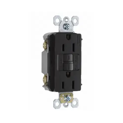 radiant GFCI Duplex Receptacle, 125 V, 15 A, NEMA: NEMA 5-15R, Black